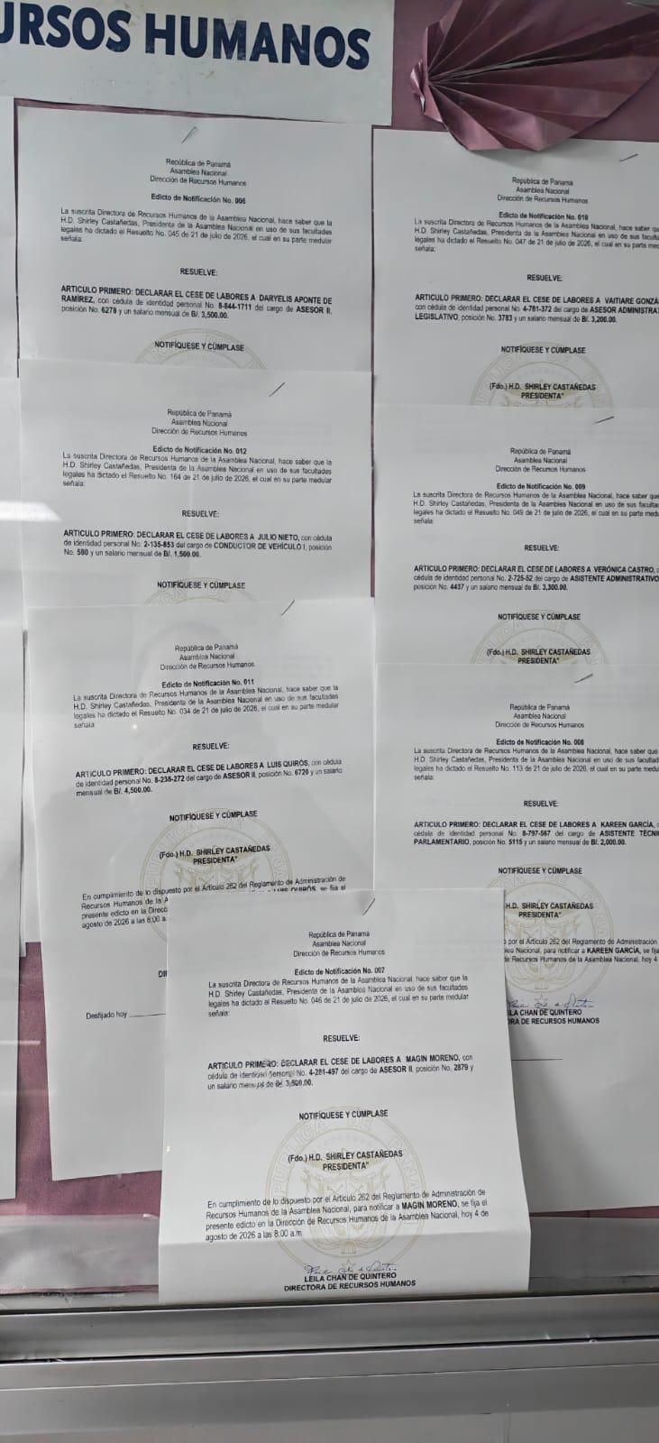 Edictos muestran destituciones en la Asamblea, pero no es una reducción de la planilla sino un cambio de personal con la nueva directiva.
