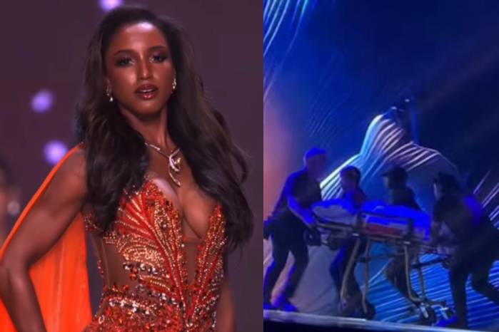 Miss Jamaica cae en plena preliminar de traje de noche de Miss Universo 2025.