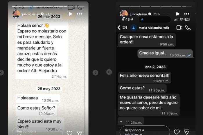 Mensajes de una de las víctimas de Julio Iglesias en el 2023.