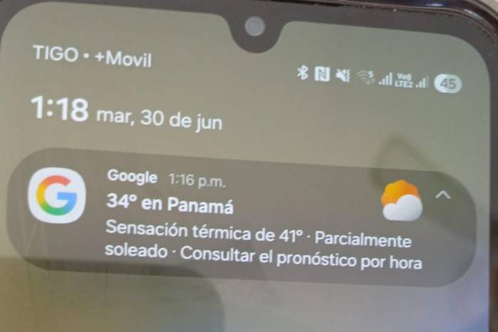 Google advirtió que la sensación térmica en Panamá podría llegar a los 41 °C durante la jornada de este martes.