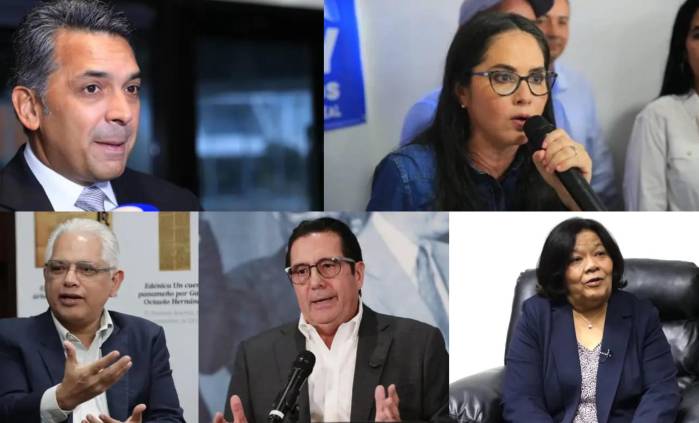 En el orden de las manecillas del reloj: Ricardo Lombana, Zulay Rodríguez, José Isabel Blandón, Martín Torrijos y Maribel Gordón.