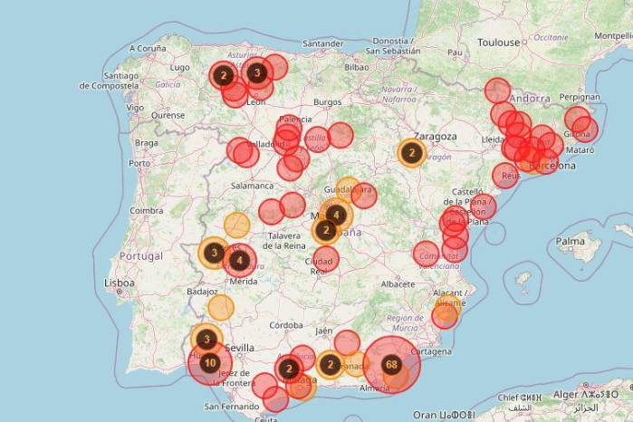 Hay 55 incendios activos a esta hora en España.