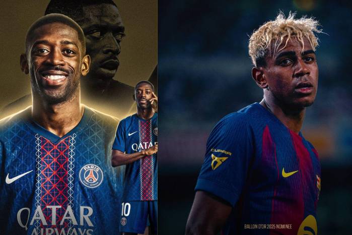 El francés Ousmane Dembélé y el español Lamine Yamal,