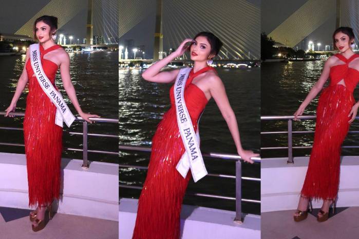 Mirna Caballini durante un paseo nocturno en Tailandia, sede del Miss Universo 2025.