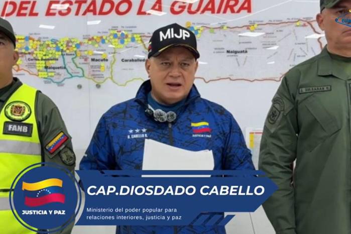 Diosdado Cabello Rondón, titular del Ministerio del Poder Popular para Relaciones Interiores, Justicia y Paz (c).