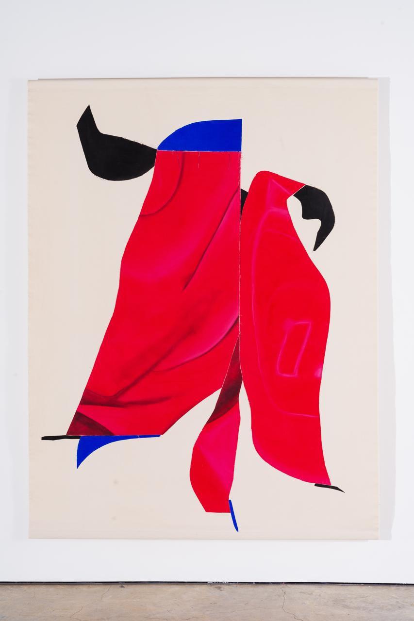Collage textil, acrílico sobre tela