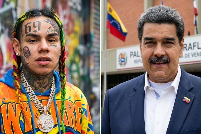 El cantante Tekashi 6ix9ine y el expresidente Nicolás Maduro