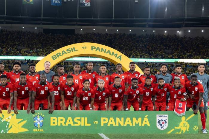 La selección de Panamá previo a su amistoso contra Brasil.