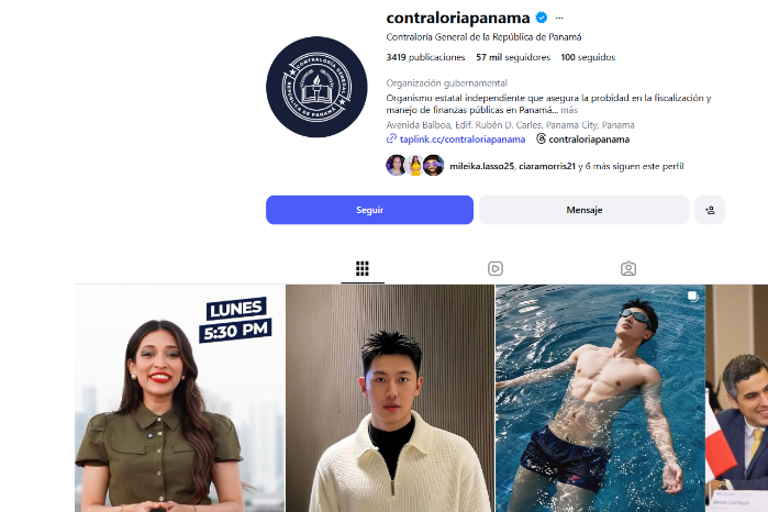 La cuenta de Instagram de la Contraloría