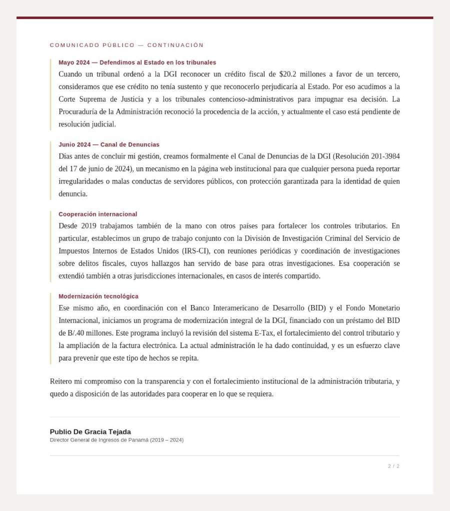 Caso Pandora: Exdirector de la DGI detalla cómo fue el fraude en créditos fiscales desde 2022