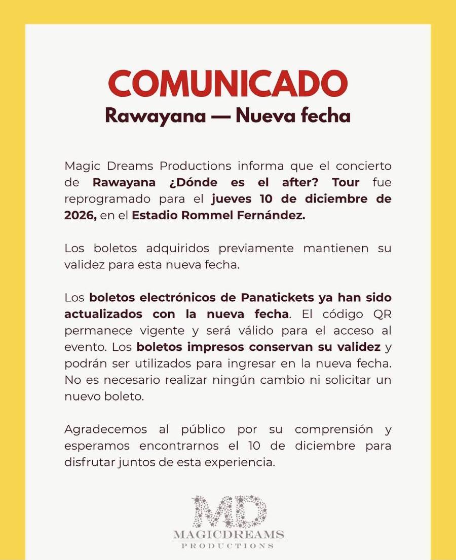 ¿Compraste entradas para Rawayana? Esto debes saber sobre la nueva fecha