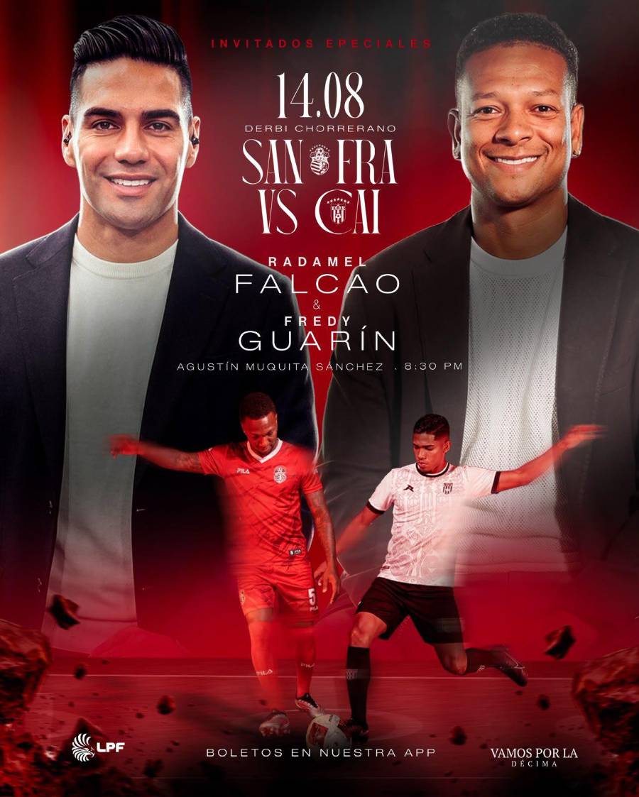 Radamel Falcao y Fredy Guarín estarán presentes como invitados en el Derbi de La Chorrrera.
