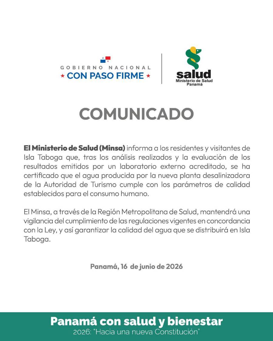 Minsa certifica agua potable de nueva planta desalinizadora en Taboga