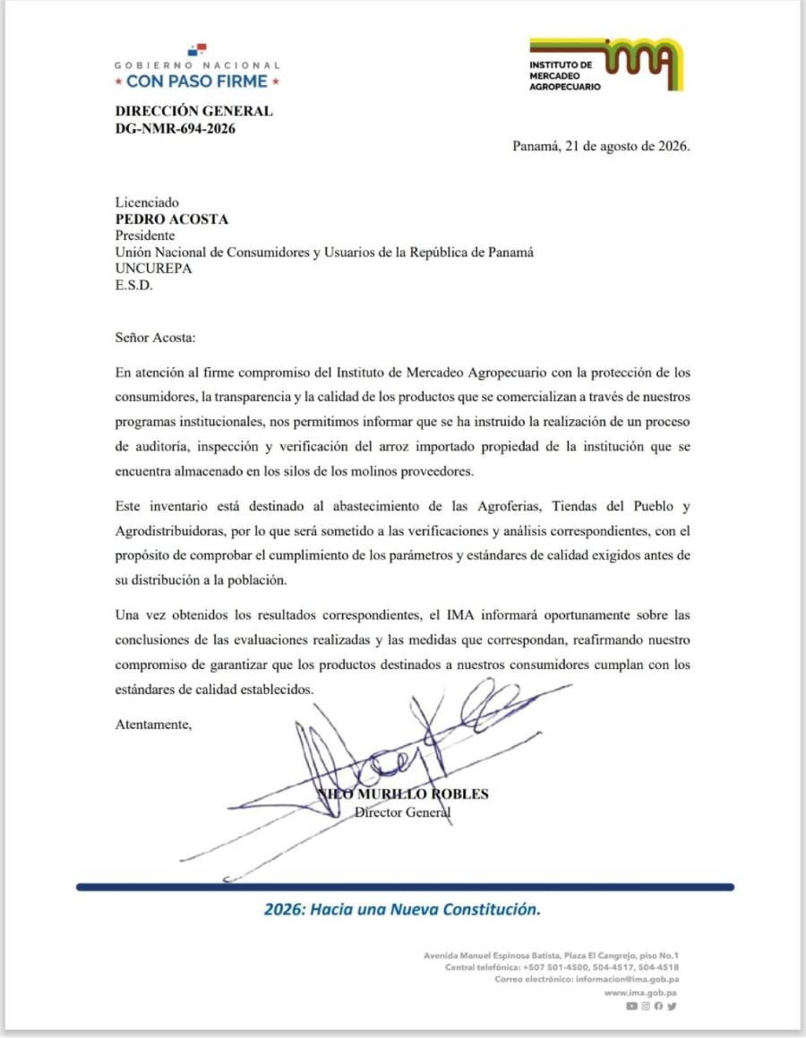 Diferencia en compras directas de arroz genera sobrecosto de $1.44 millones en el IMA