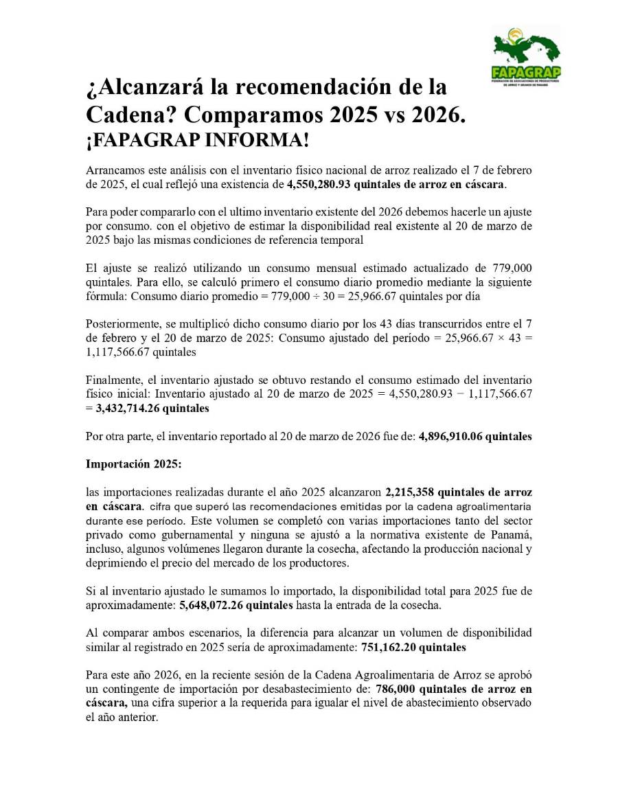 Importación de arroz divide al sector ante amenaza de El Niño