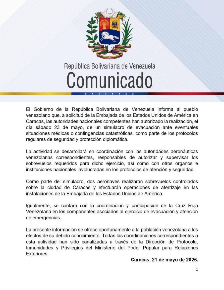 El inusual acuerdo operativo entre Venezuela y Estados Unidos para este sábado
