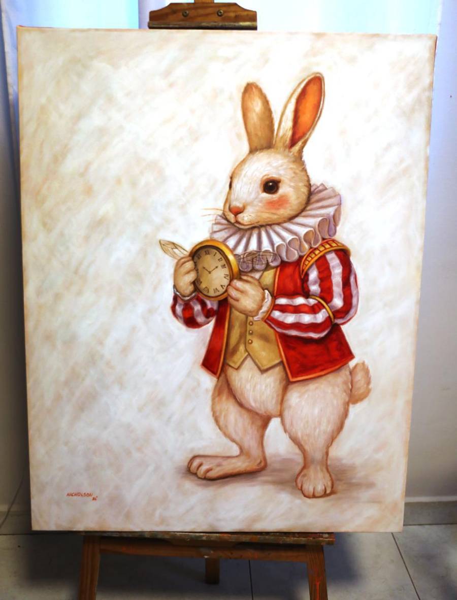 Los conejos son algunos de los personajes habituales en la obra de Nicholson.