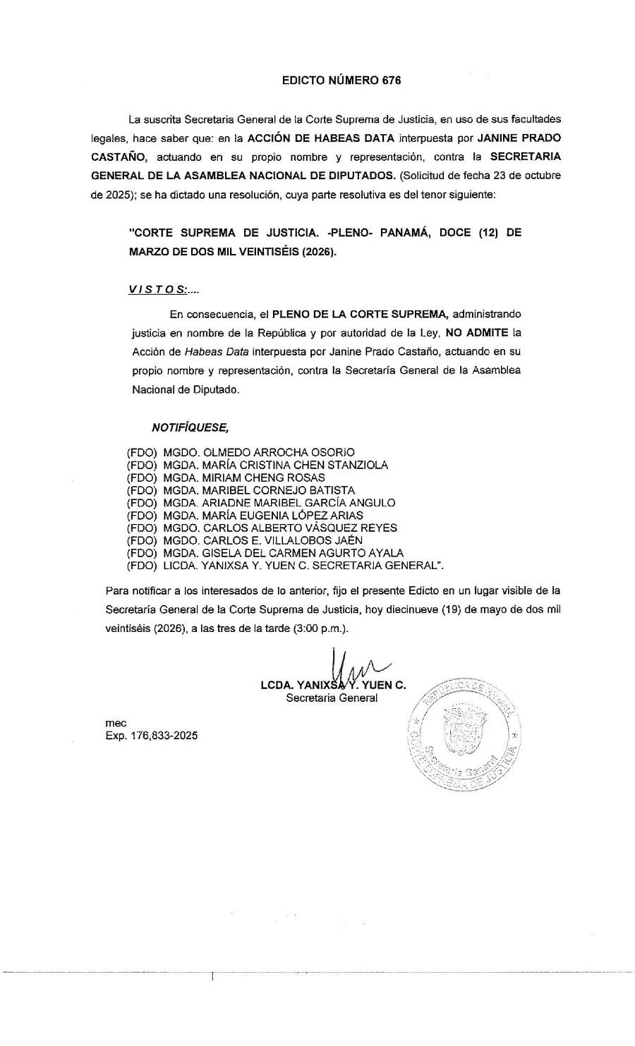 Edicto de la Corte Suprema de Justicia