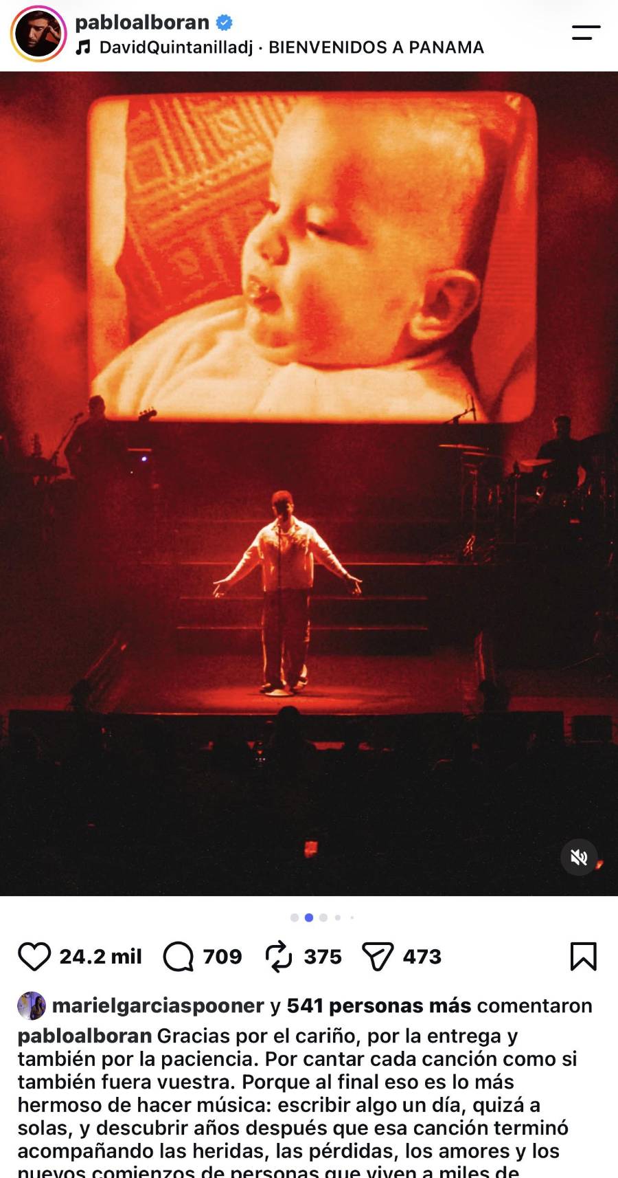 Pablo Alborán recuerda el concierto que dio en Panamá como un momento especial.