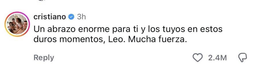 Mensaje de Cristiano Ronaldo sobre el fallecimiento de Jorge Messi.
