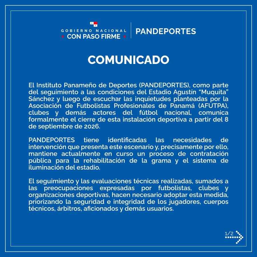 Comunicado de Pandeportes.