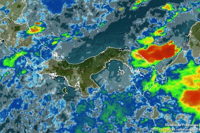 Imagen actualizada de satélite GOES-16 (banda infrarroja 500m) para Panamá.